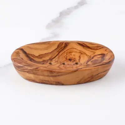 olive wood oval shape soap holder