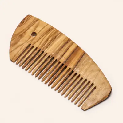 olive wood hair comb with hole