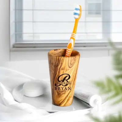 olive wood toothbrush holder