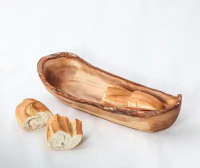 olive wood rustic bread basket
