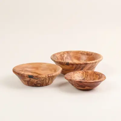 olive wood set of 3 deep dishes