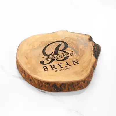 olive wood round rustic cutting board