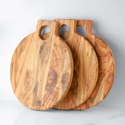 olive wood round cutting board rustic pizza board