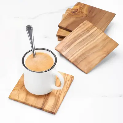 olive wood square shape coaster