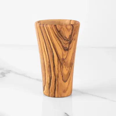 olive wood cylindrical shot glass