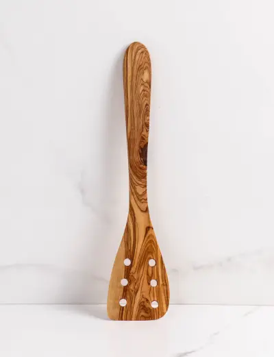 olive wood pierced spatula-6holes