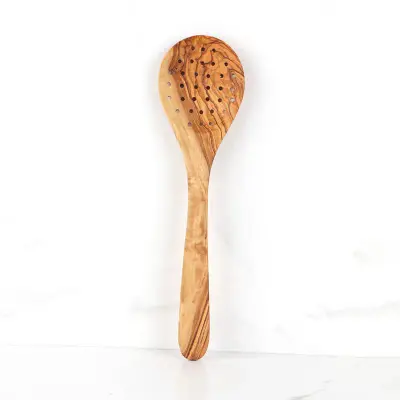 olive wood pierced ladle -16 hole