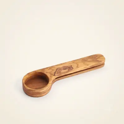 olive wood round coffee scoop