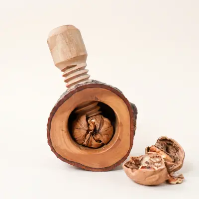 olive wood rustic nut cracker