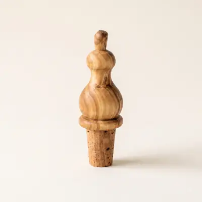 olive wood finial style bottle stoppers with cork inserts