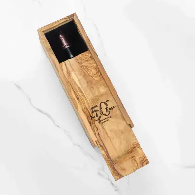 olive wood single bottle box