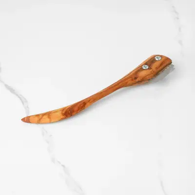 olive wood bread lame with curved handle