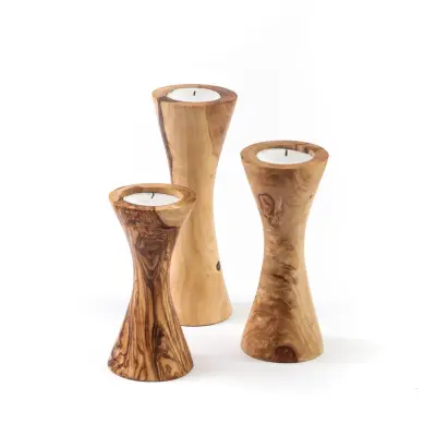 olive wood candle holders