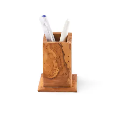 olive wood rectangular pen holder