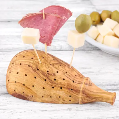 olive wood hedgehog tooth pick holder