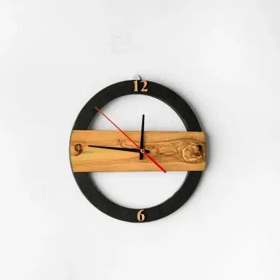 olive wood wooden hanged clock