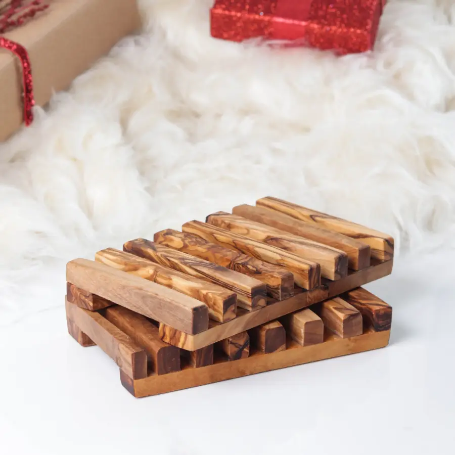 olive wood pallet shape soap holder