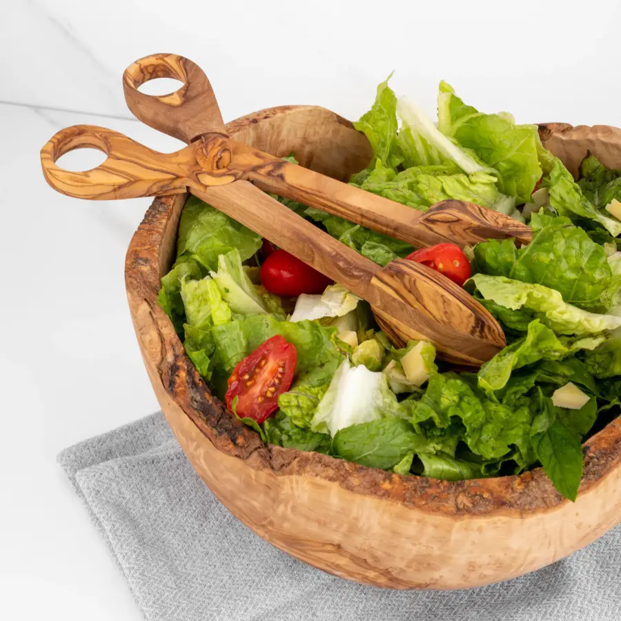 olive wood rustic salad bowl
