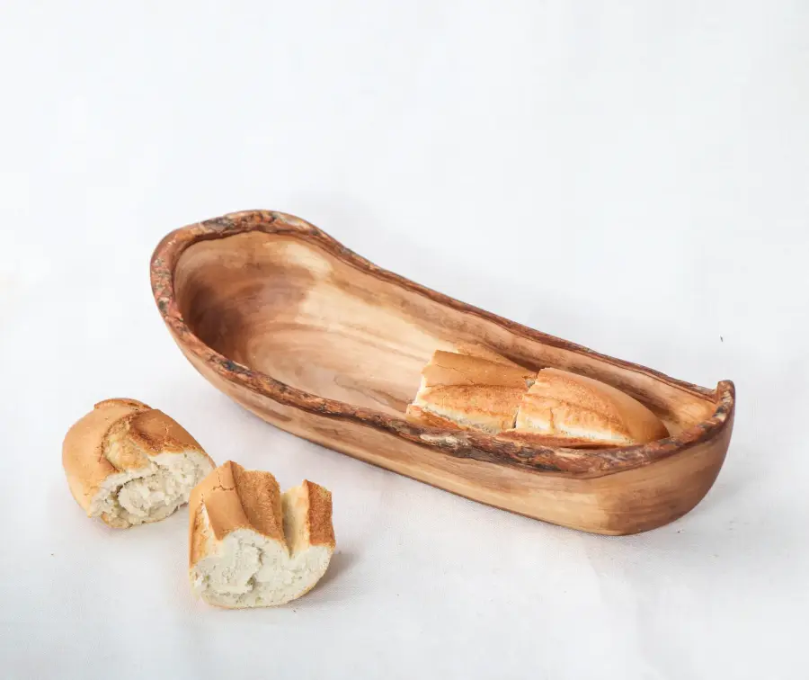 olive wood rustic bread basket