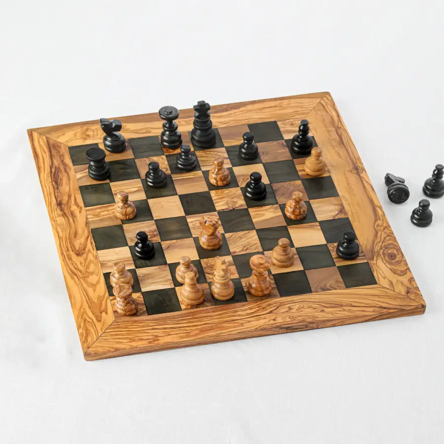 olive wood regular square chess board