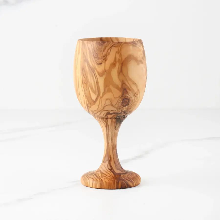 olive wood wine goblet