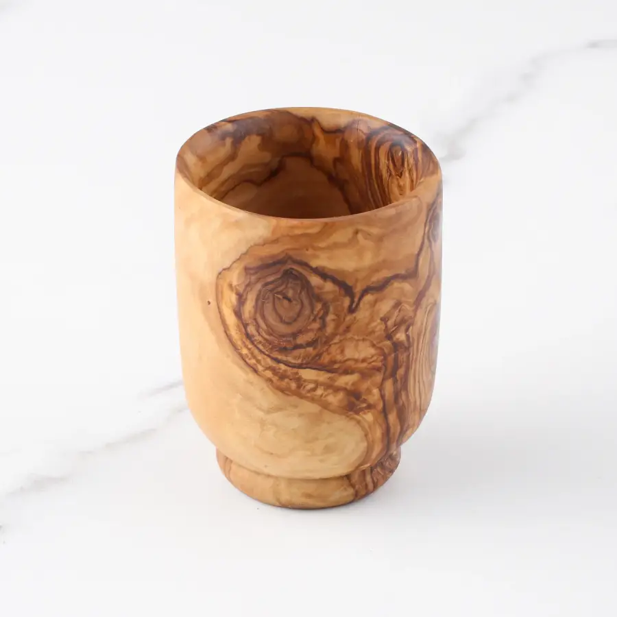 olive wood straight drinking cup