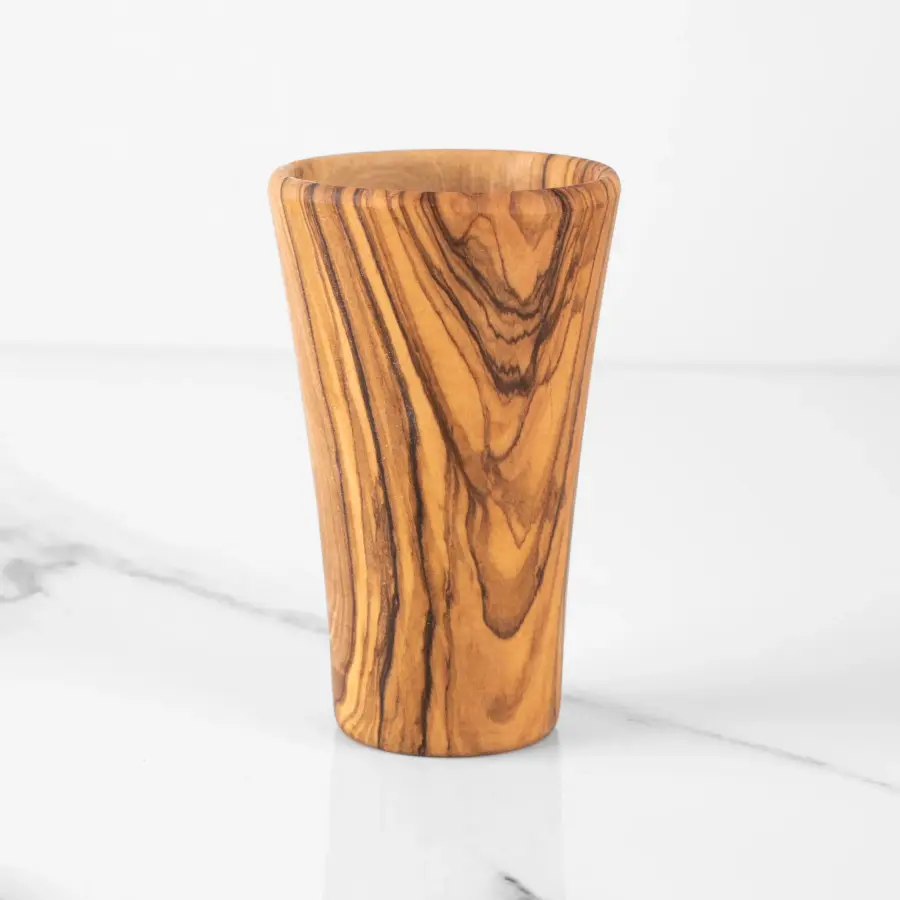 olive wood cylindrical shot glass