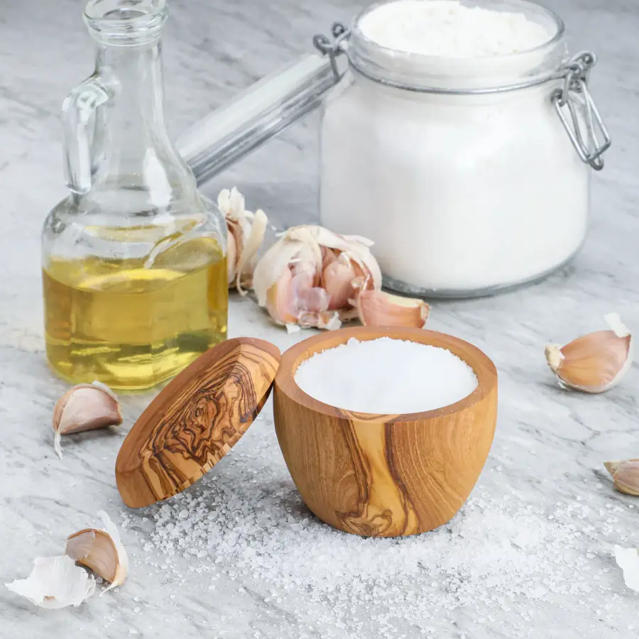 olive wood salt cellar with lift-off lid
