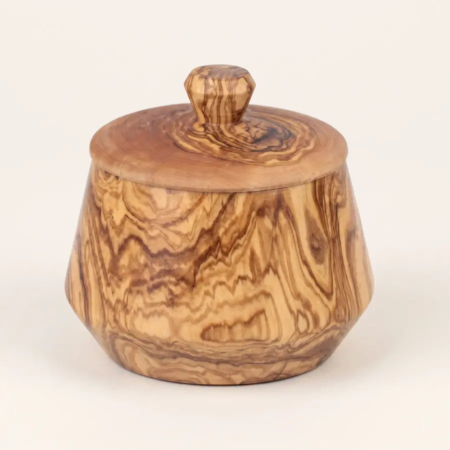 olive wood spice jar with lift off lid