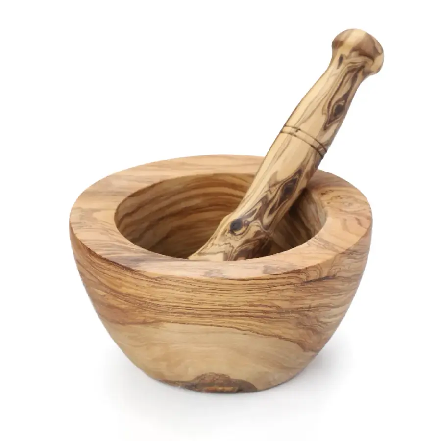 olive wood quadrate surface mortar