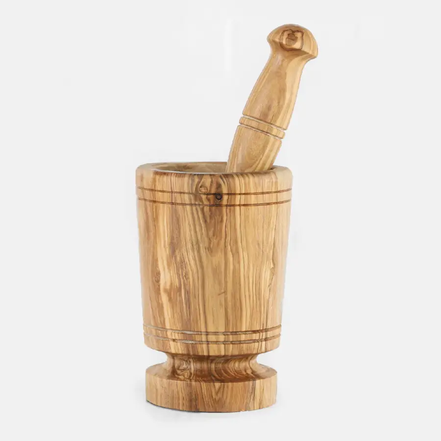 olive wood puerto rico style mortar