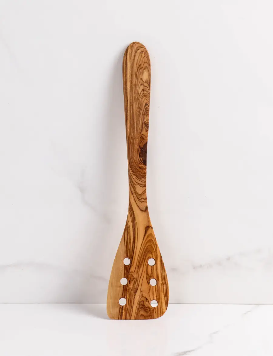 olive wood pierced spatula-6holes