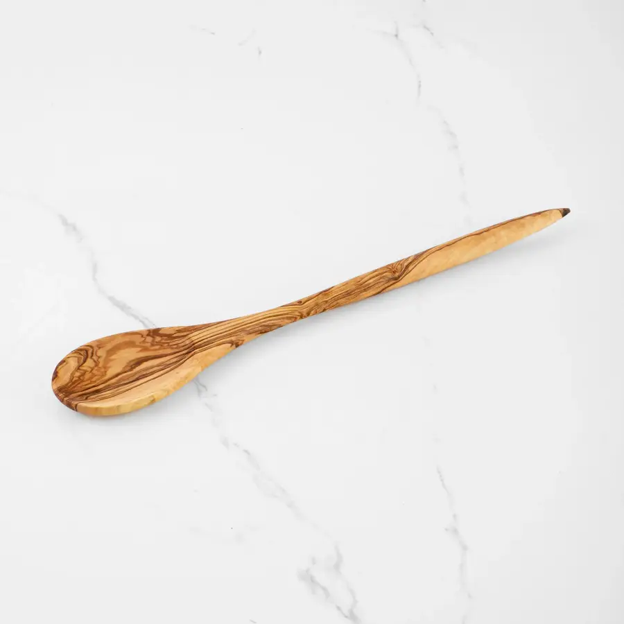 olive wood cooking spoon with acute handle