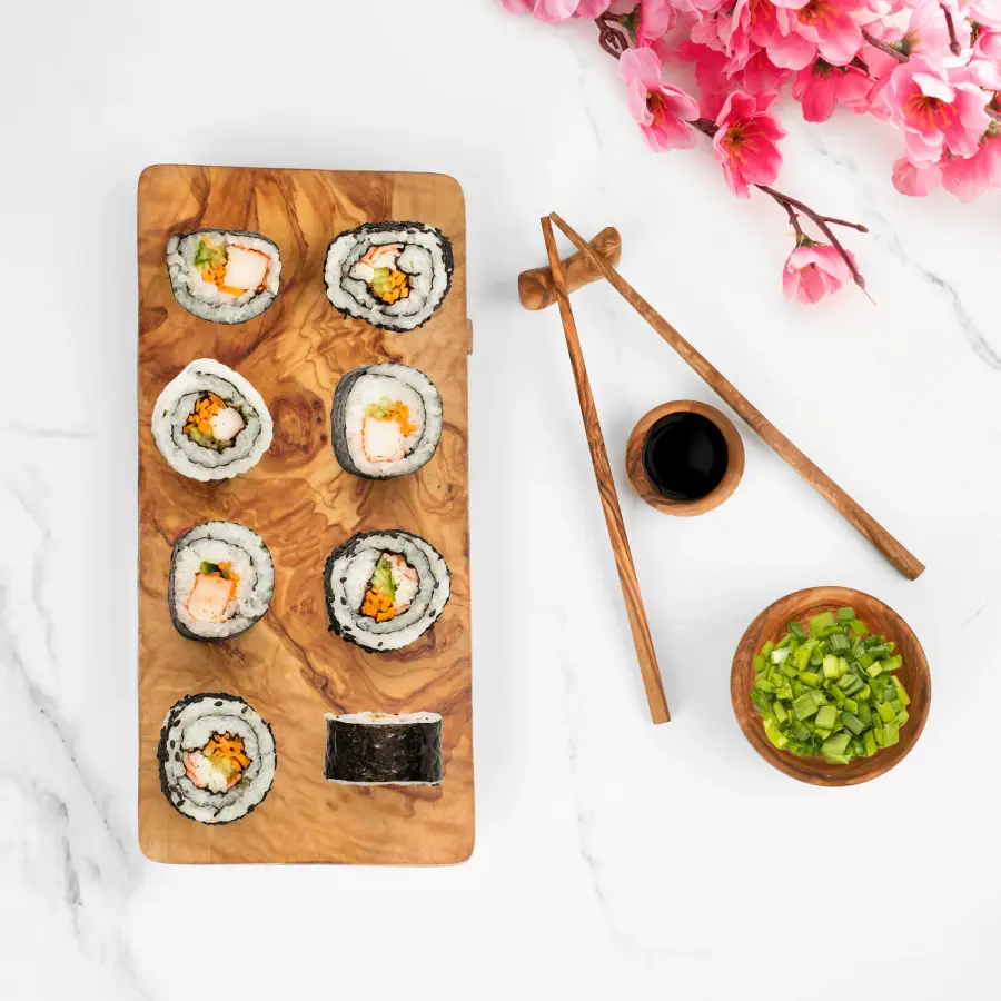 olive wood sushi serving board