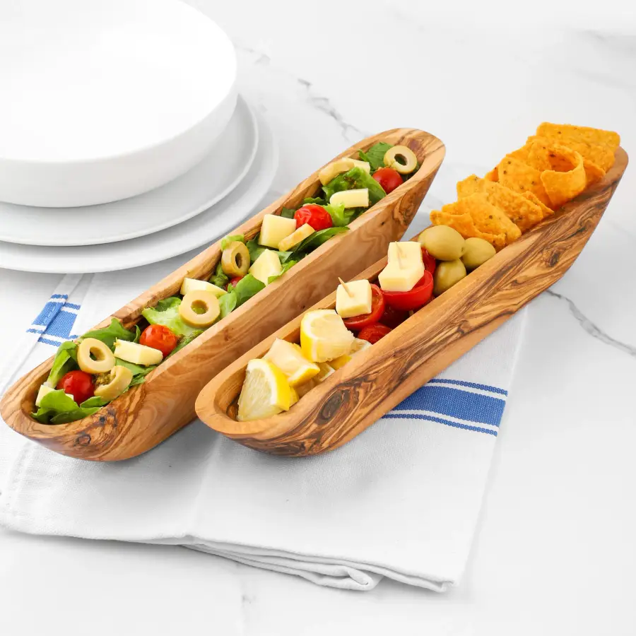 olive wood crackers dish