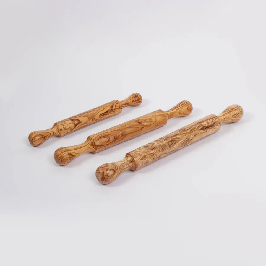 olive wood rolling pin with handles