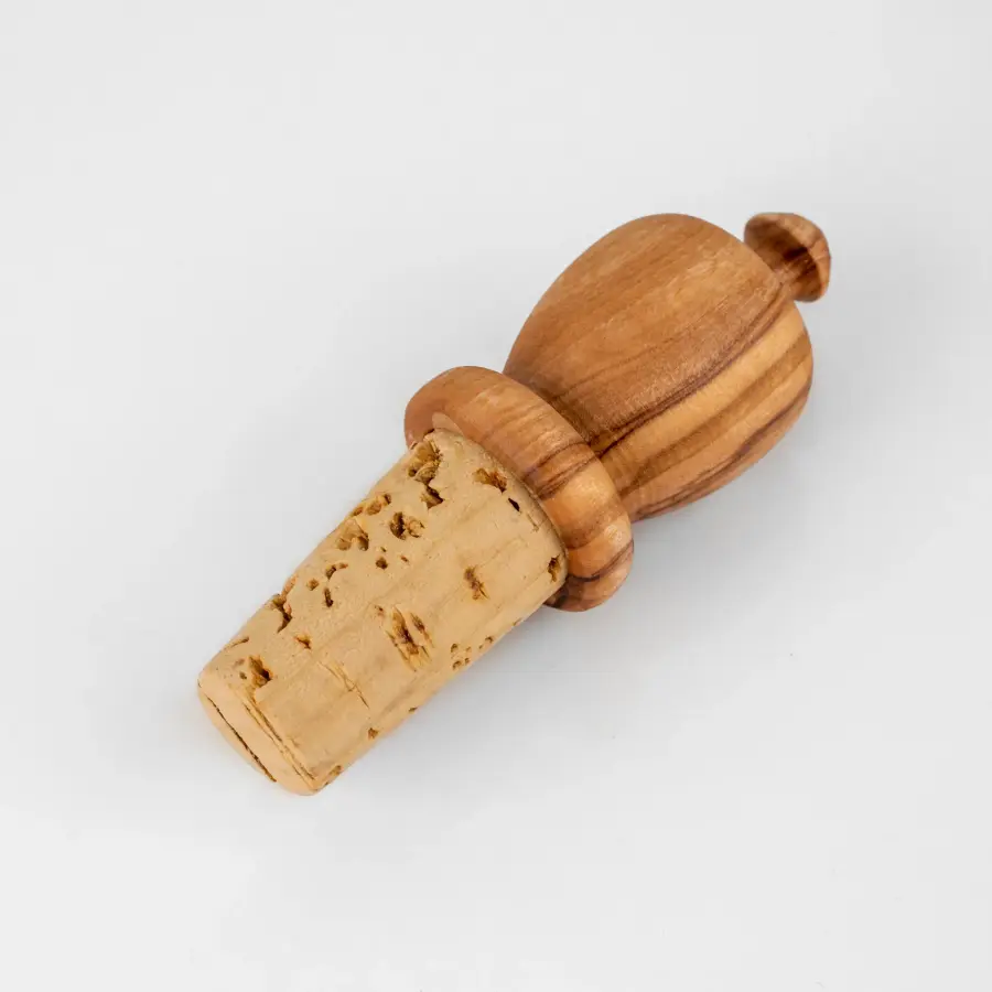olive wood acorn bottle stoppers with cork inserts