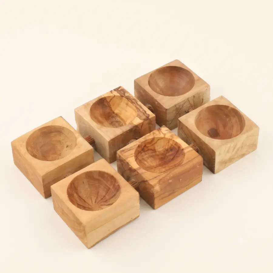 olive wood set of 6 egg holders