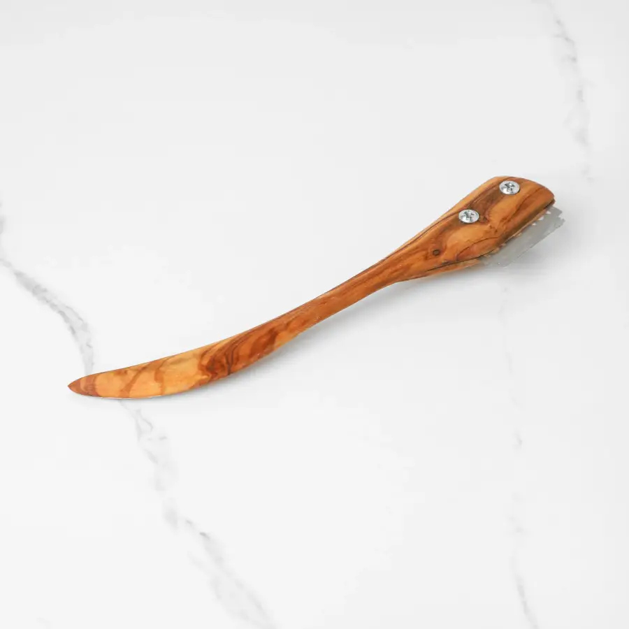 olive wood bread lame with curved handle