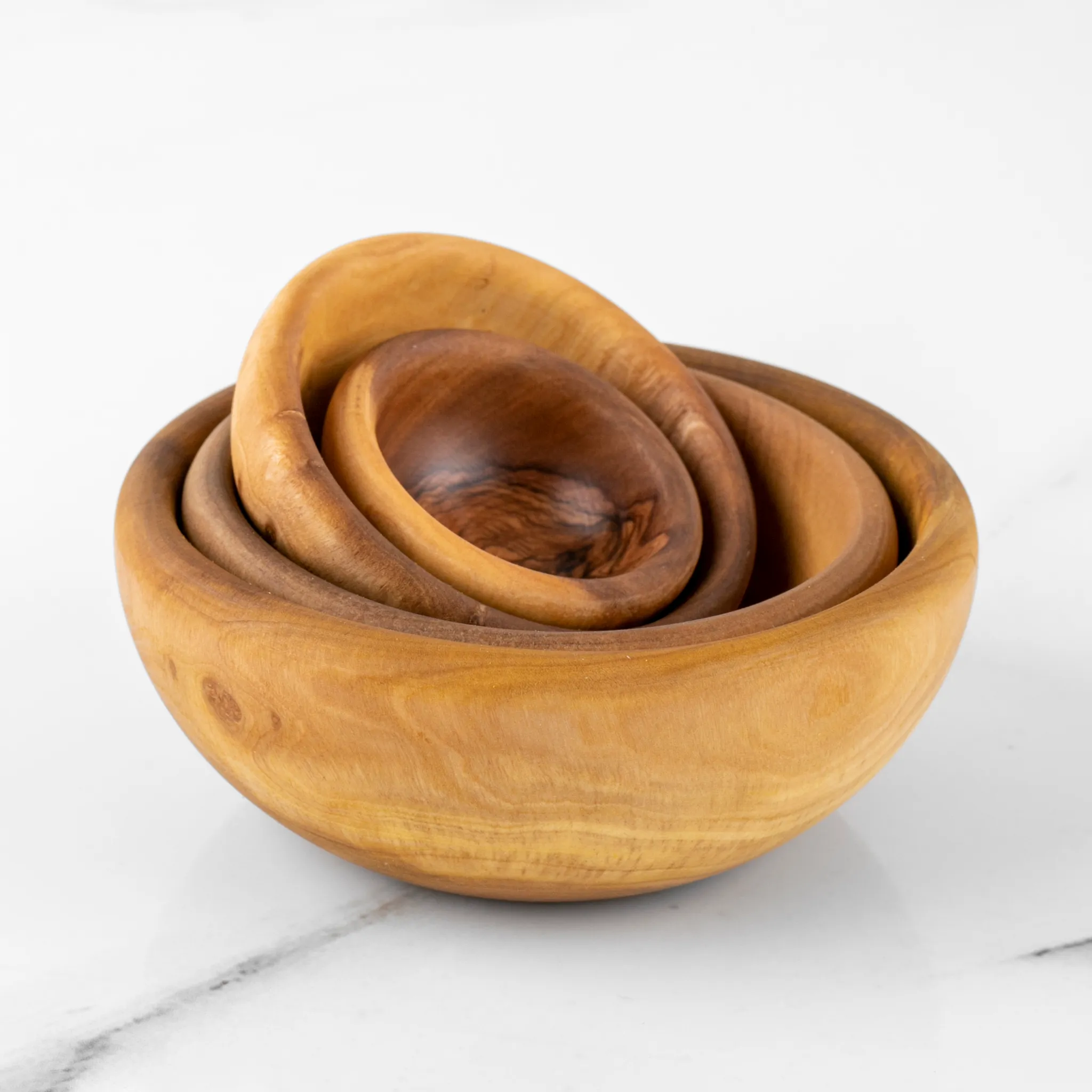 olive wood set of 4 rounded edges bowls