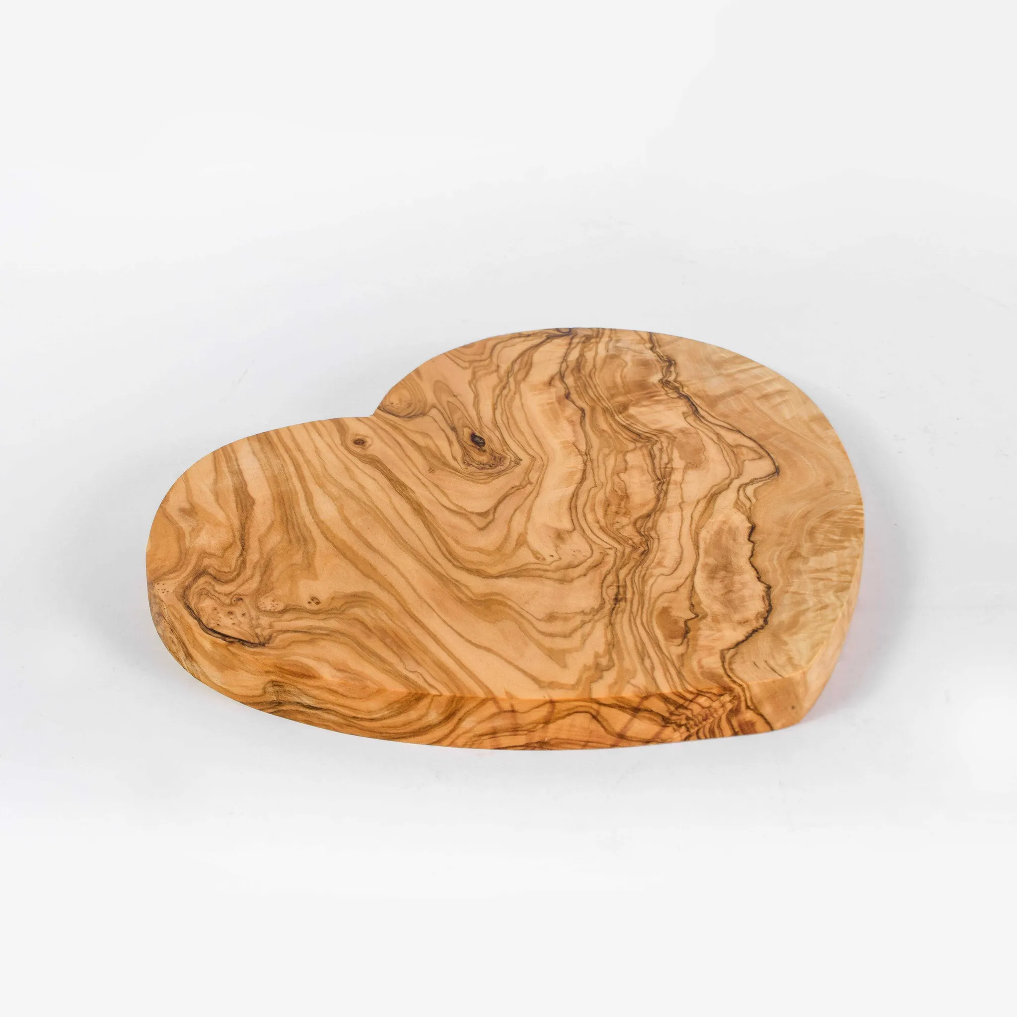 olive wood heart-shaped board