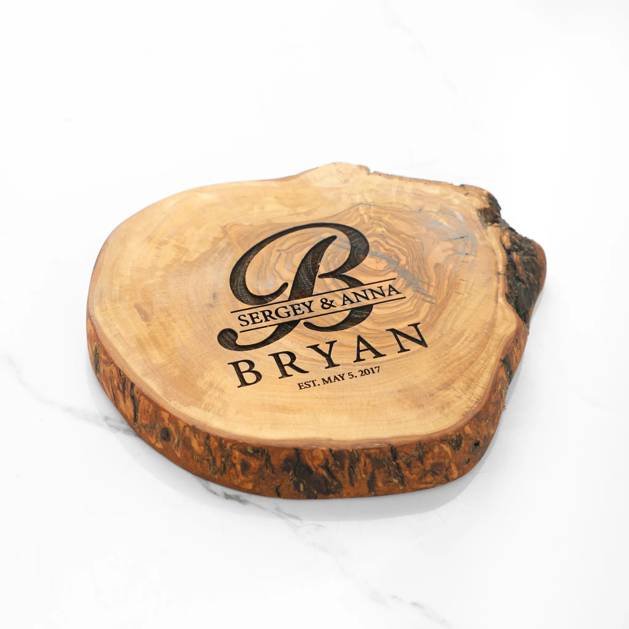 olive wood round rustic cutting board