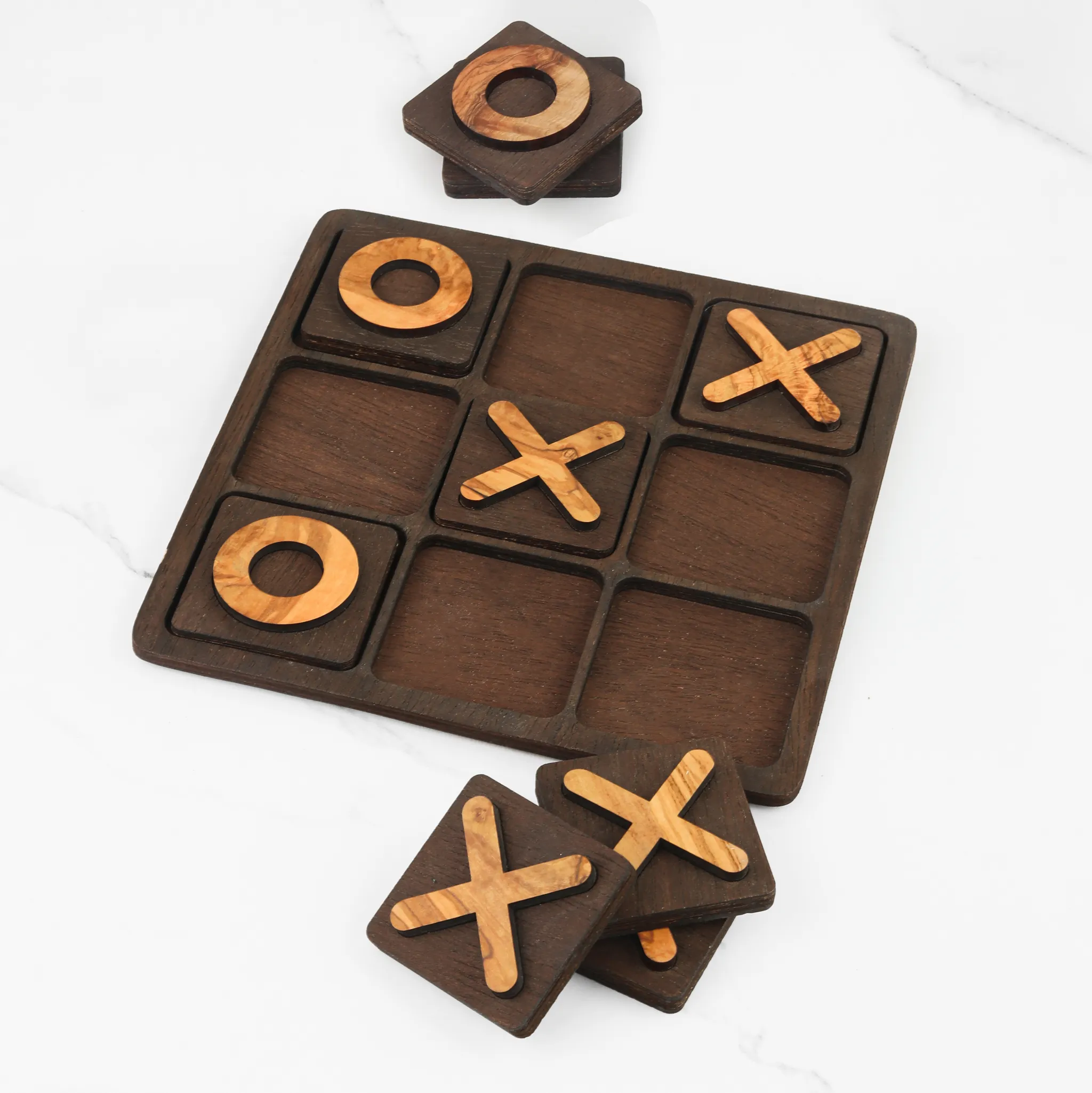 olive wood tic-tac-toe game