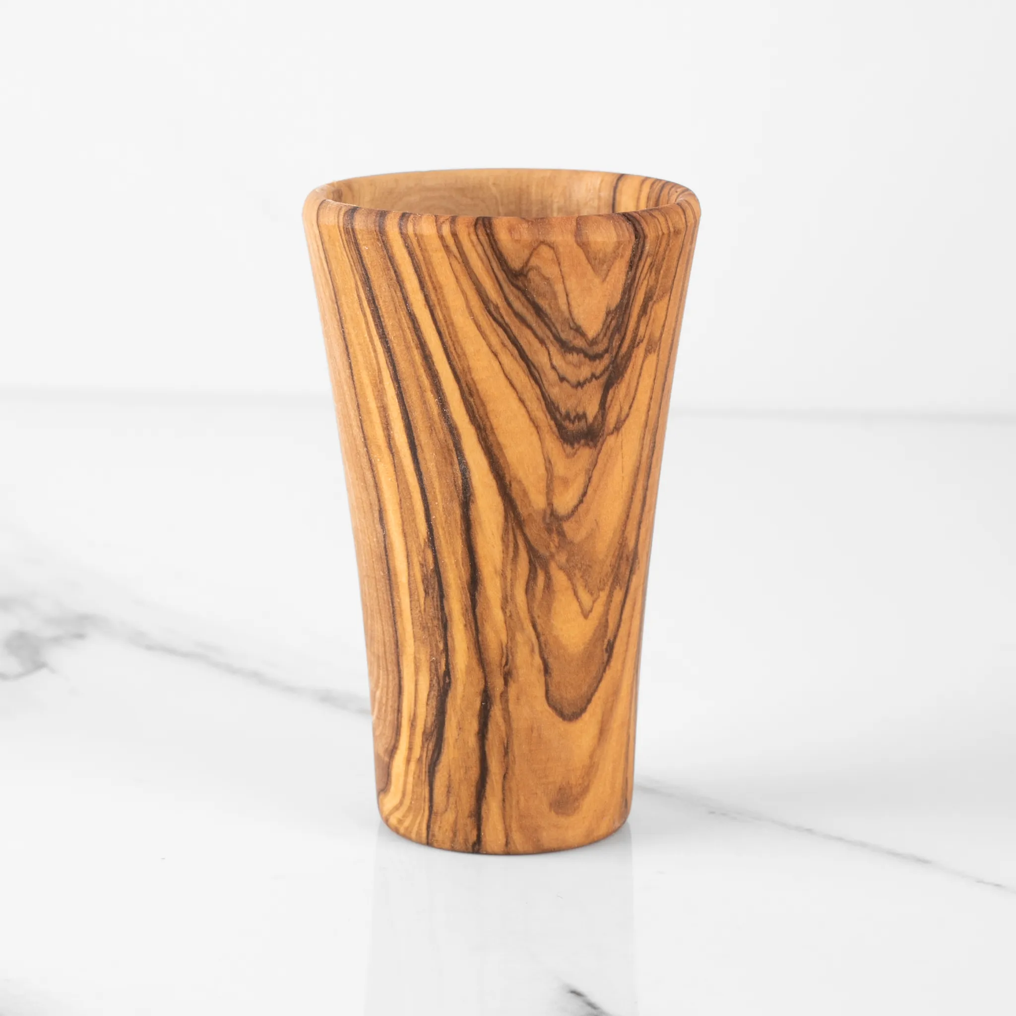 olive wood cylindrical shot glass