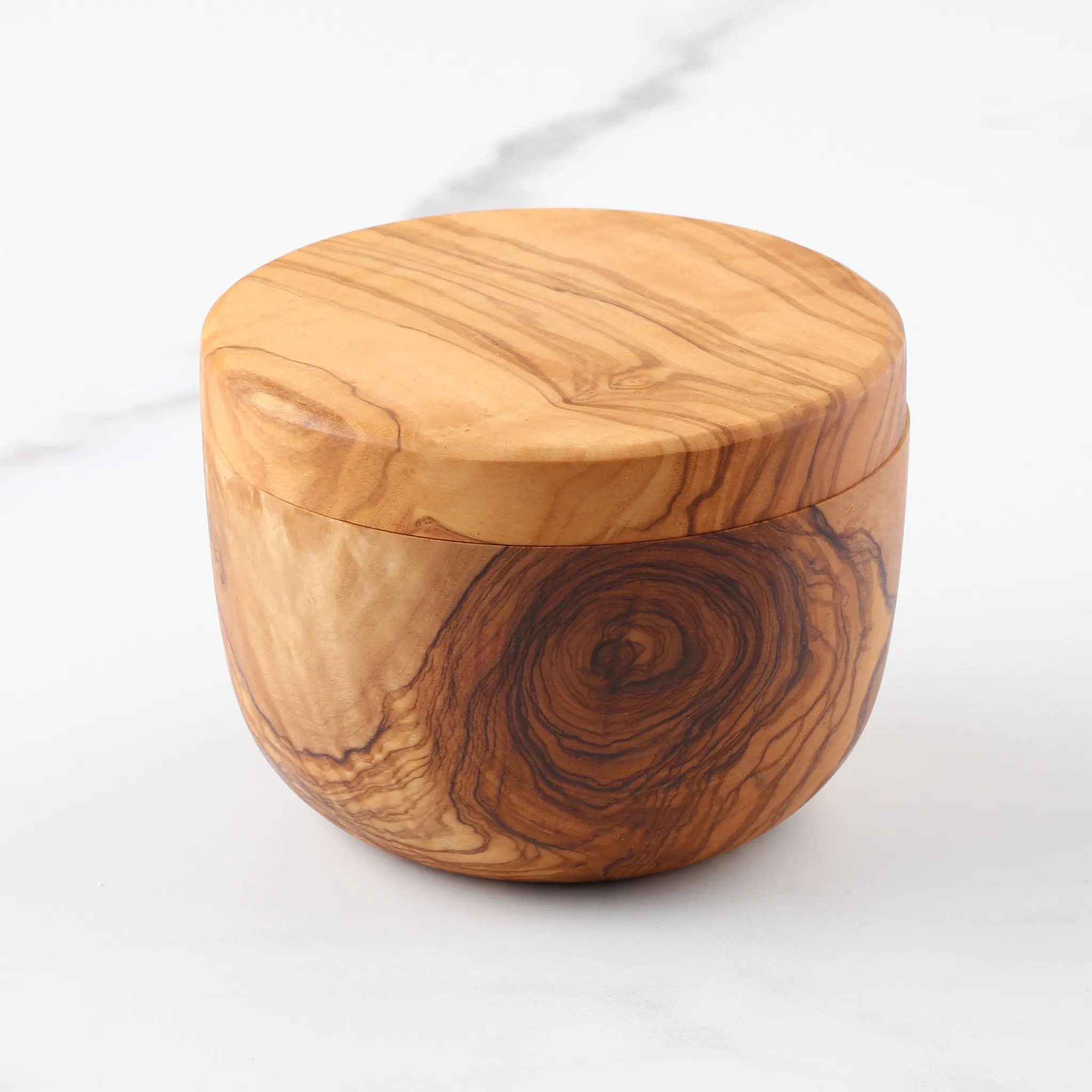 olive wood salt cellar with magnetic lid