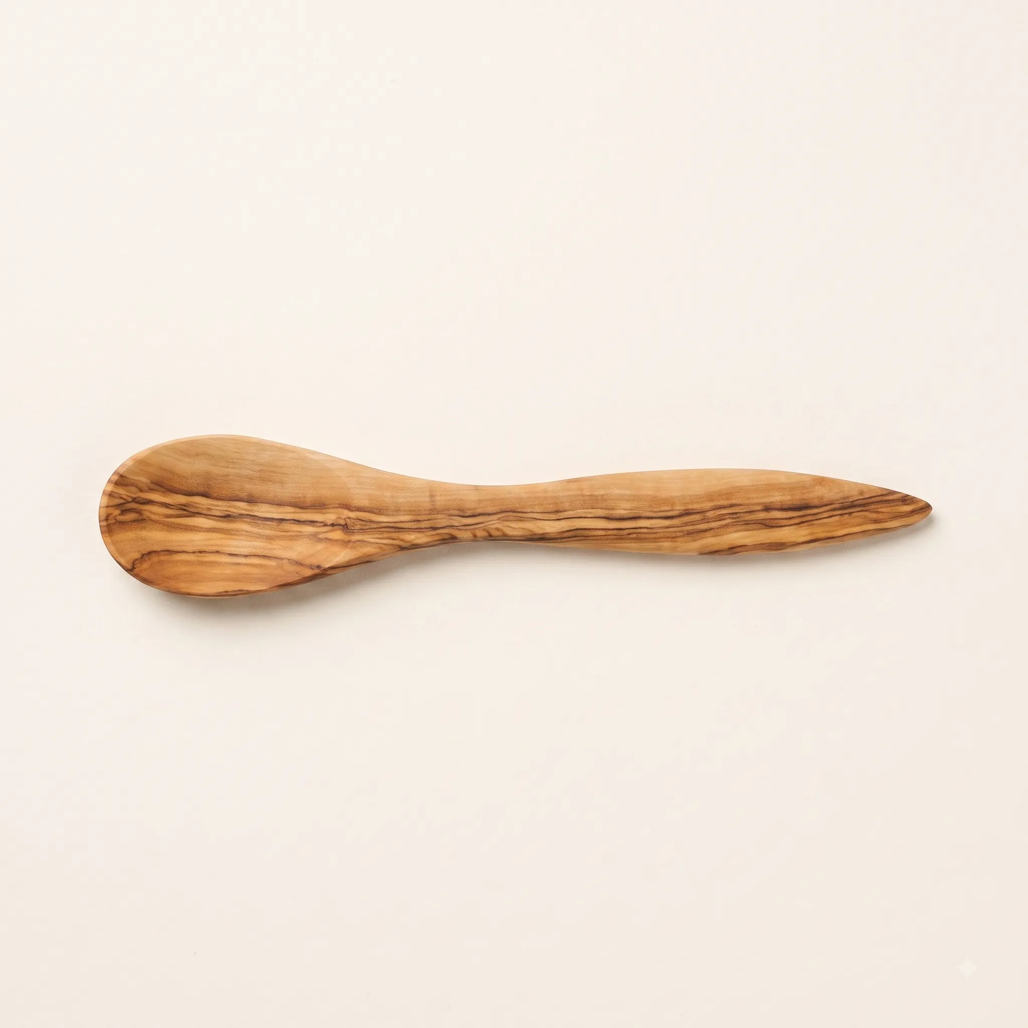 olive wood cooking spoon with acute handle