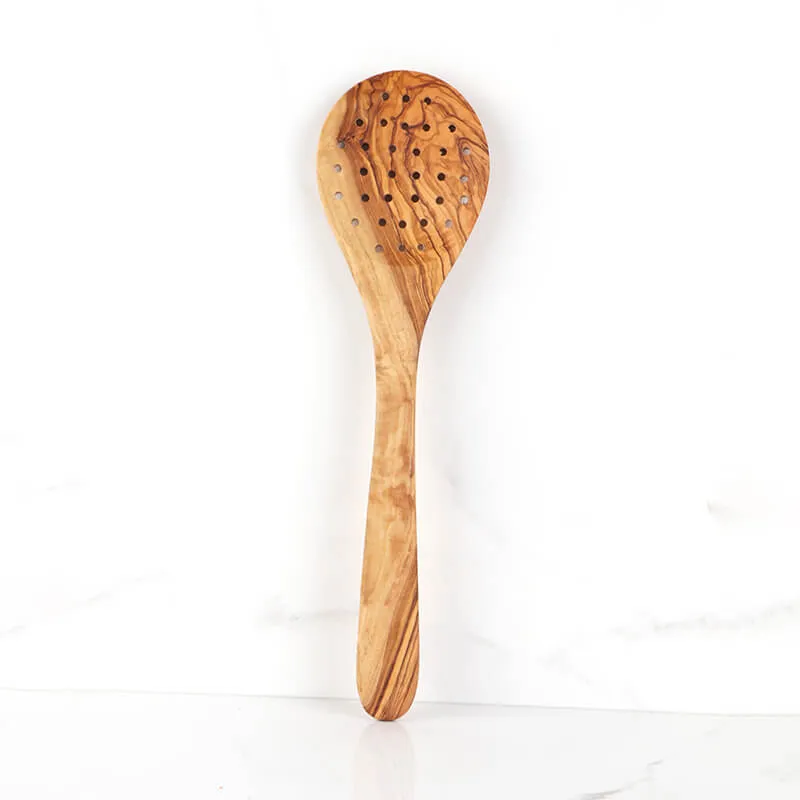 olive wood pierced ladle -16 hole