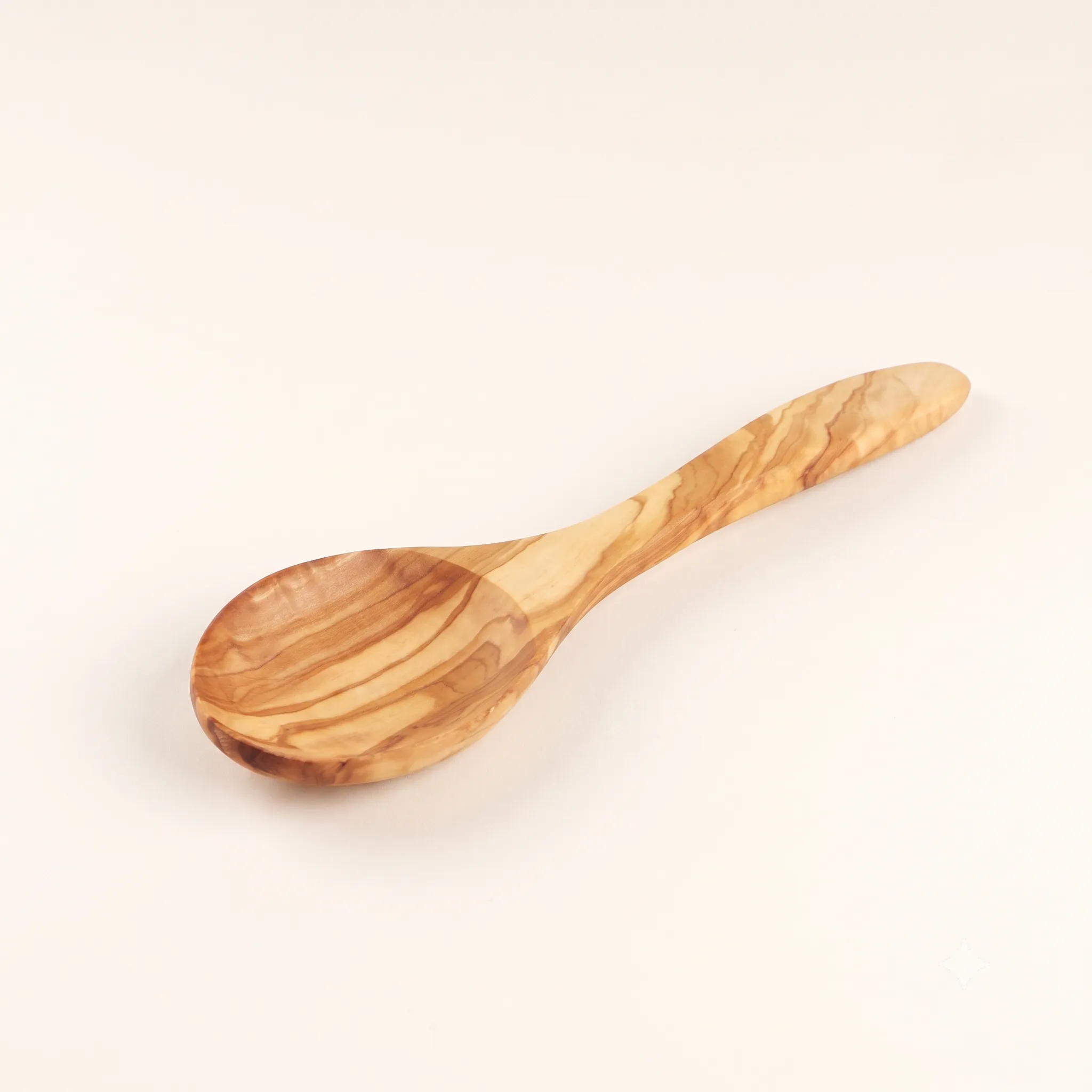 olive wood round bowl rice ladle