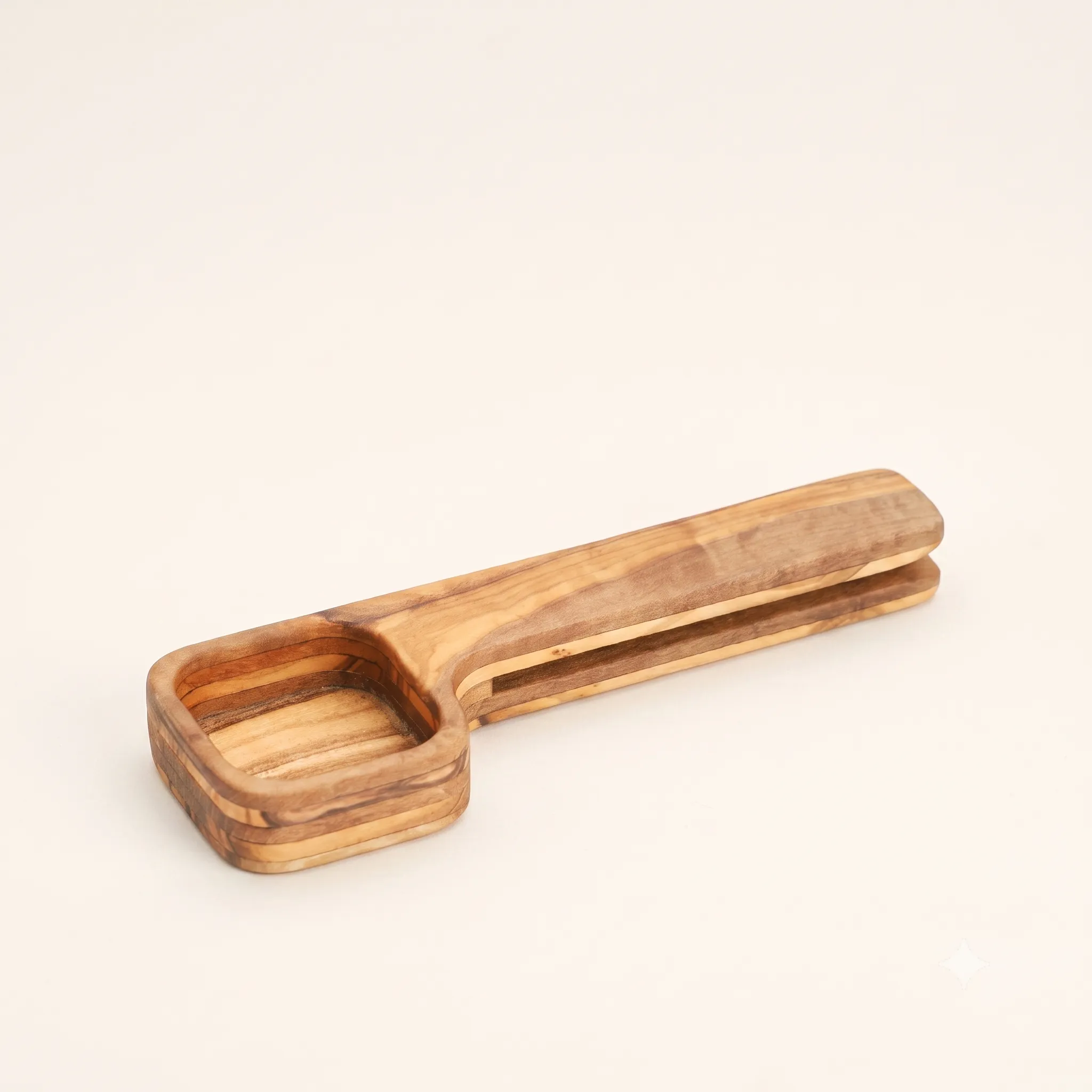 olive wood square coffee scoop