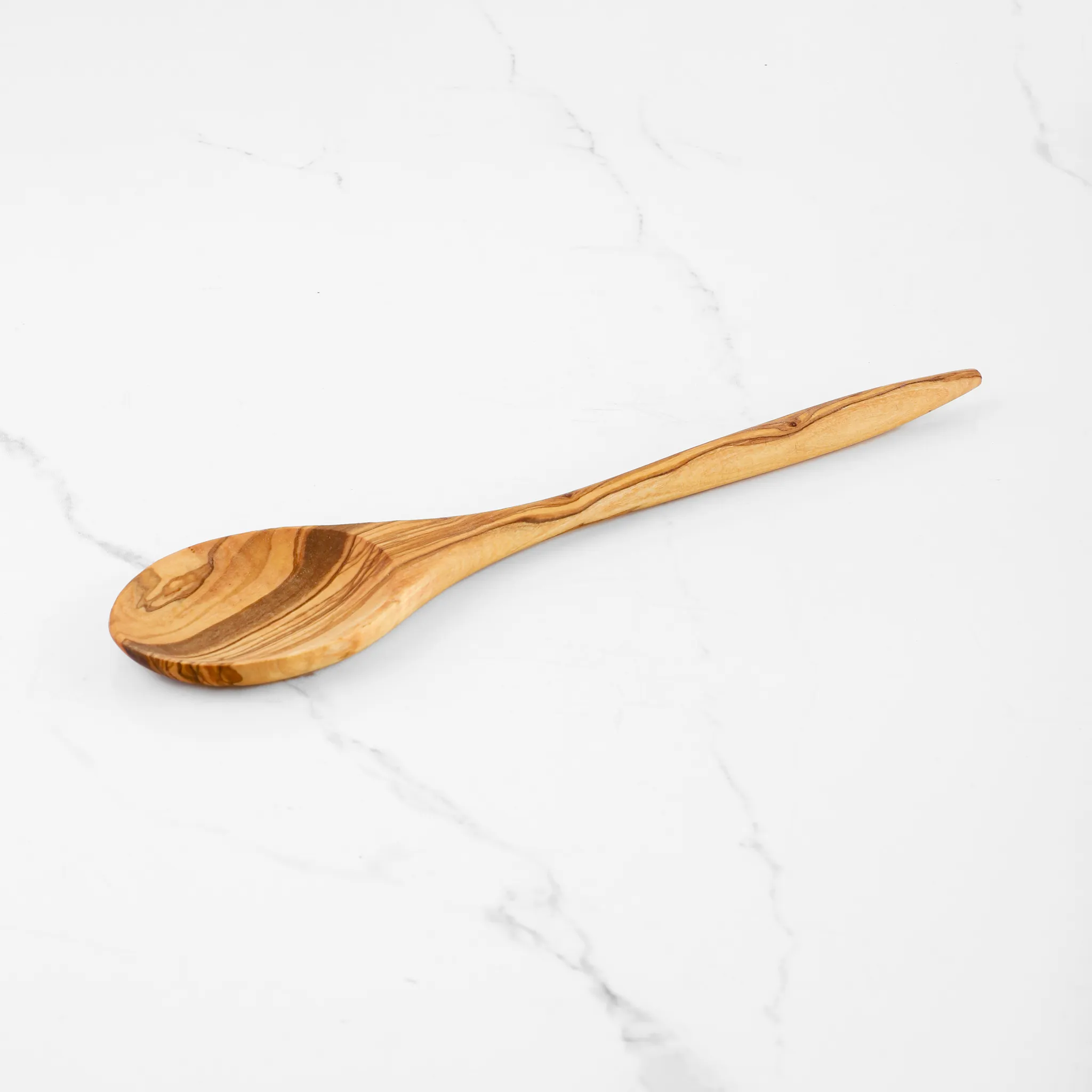olive wood cooking spoon with acute handle